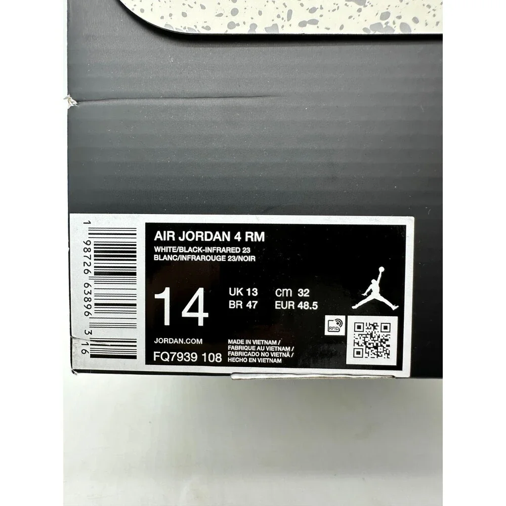 Air Jordan 4 RM Men's Size 14 White Grey Suede Athletic Shoes FQ7939 108